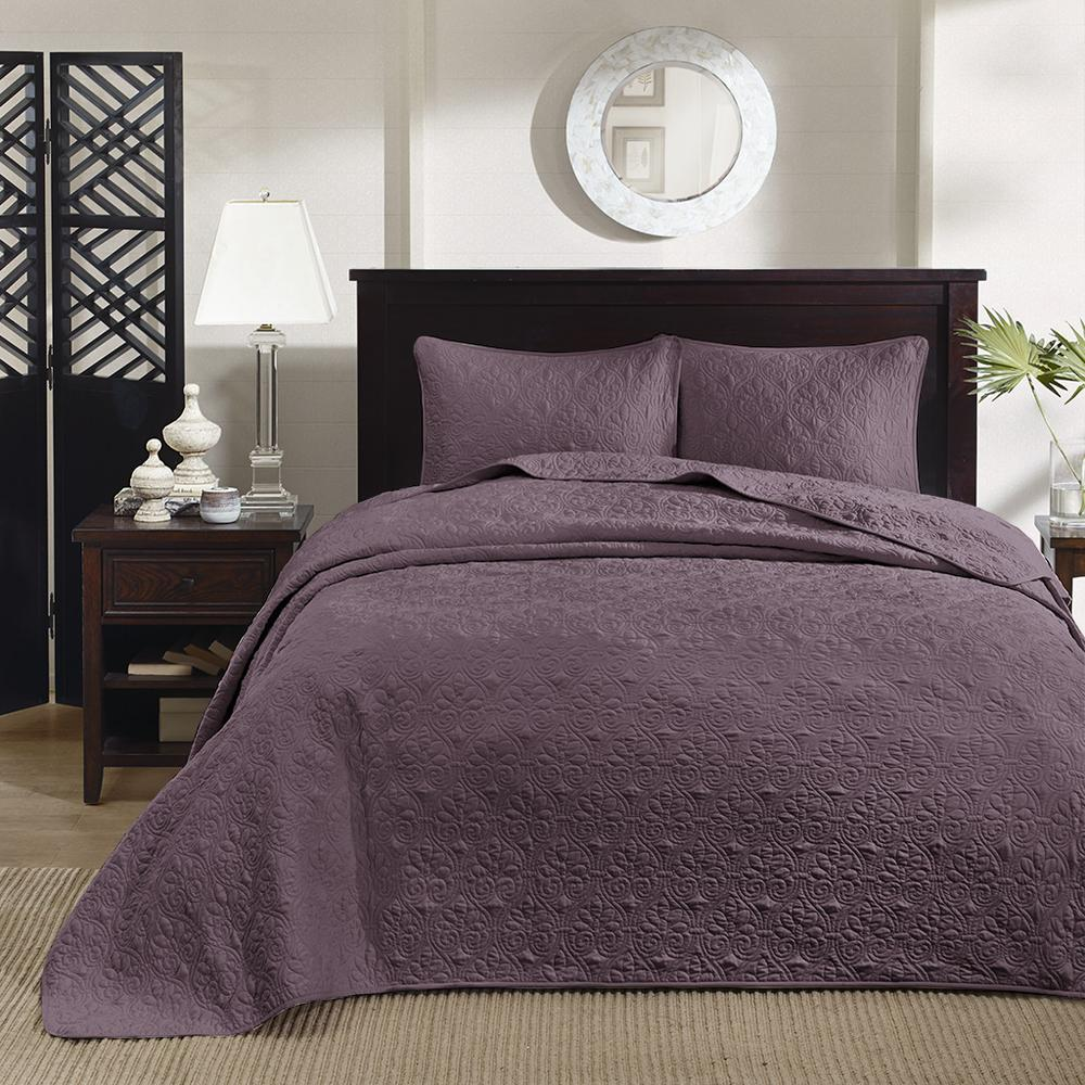 100% Polyester Solid Reversible Bedspread Set 701