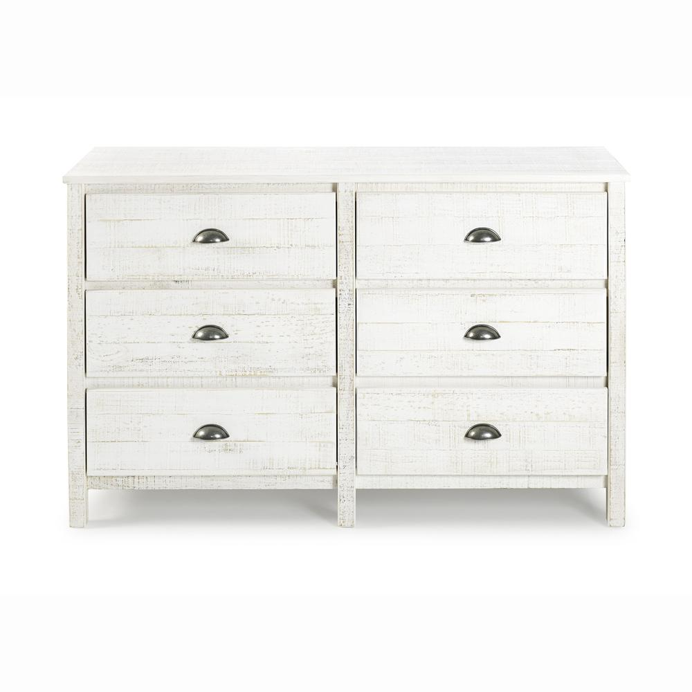 Rustic 6-Drawer Dresser, Rustic White