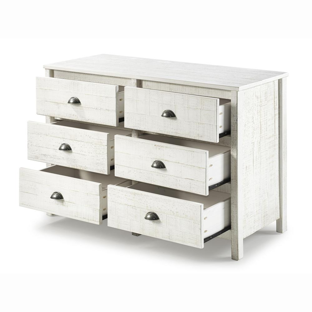 Rustic 6-Drawer Dresser, Rustic White