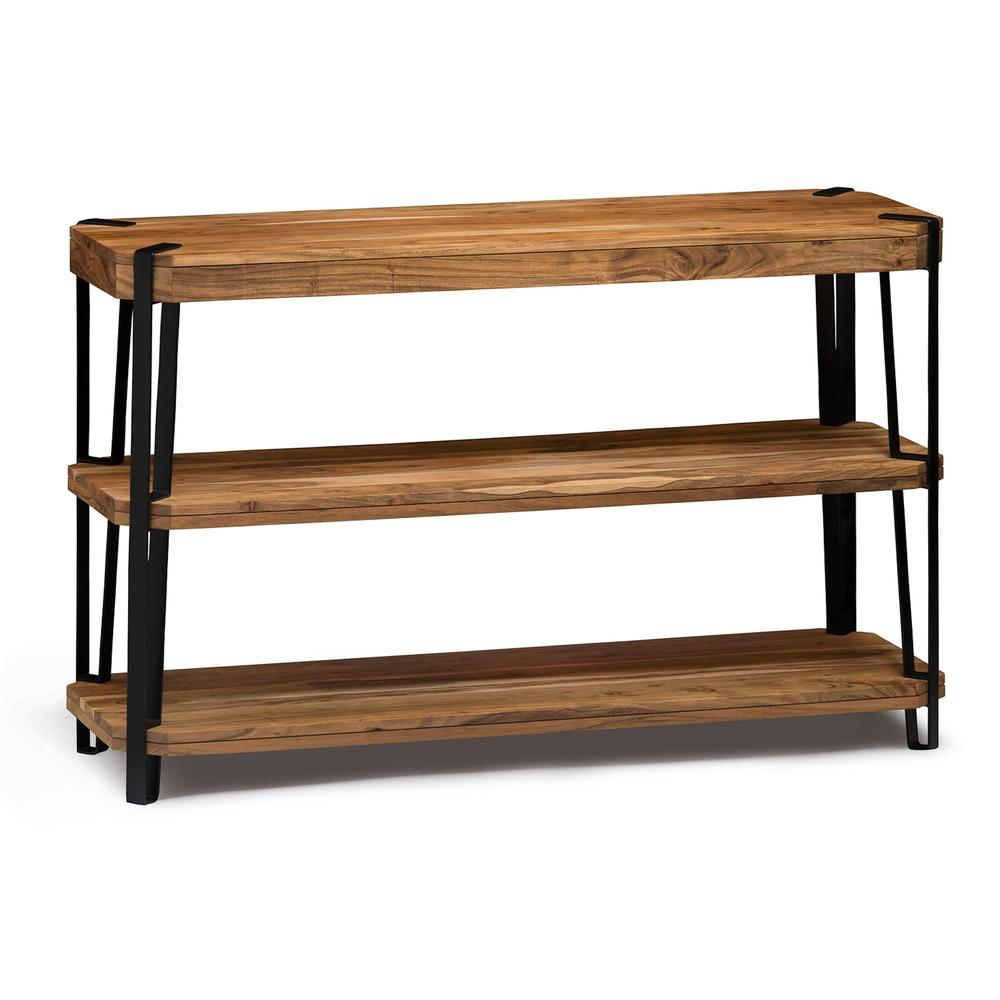 Ryegate Natural Live Edge Solid Wood with Metal Media Console Table, Natural