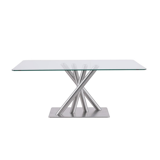 Dining Table Brushed Stainless Steel - Stainless Steel