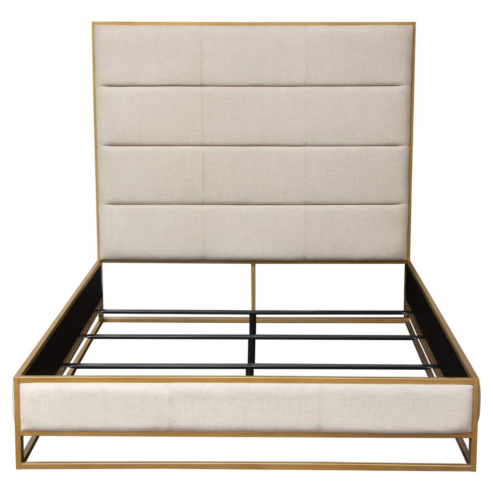 Empire Eastern King Bed in Sand Fabric with Hand brushed Gold Metal Frame by Diamond Sofa