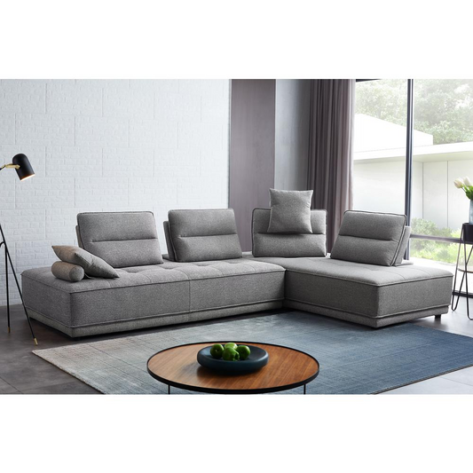 Slate Lounge Seating Platform with Moveable Backrest Supports in Grey Polyester Fabric by Diamond Sofa