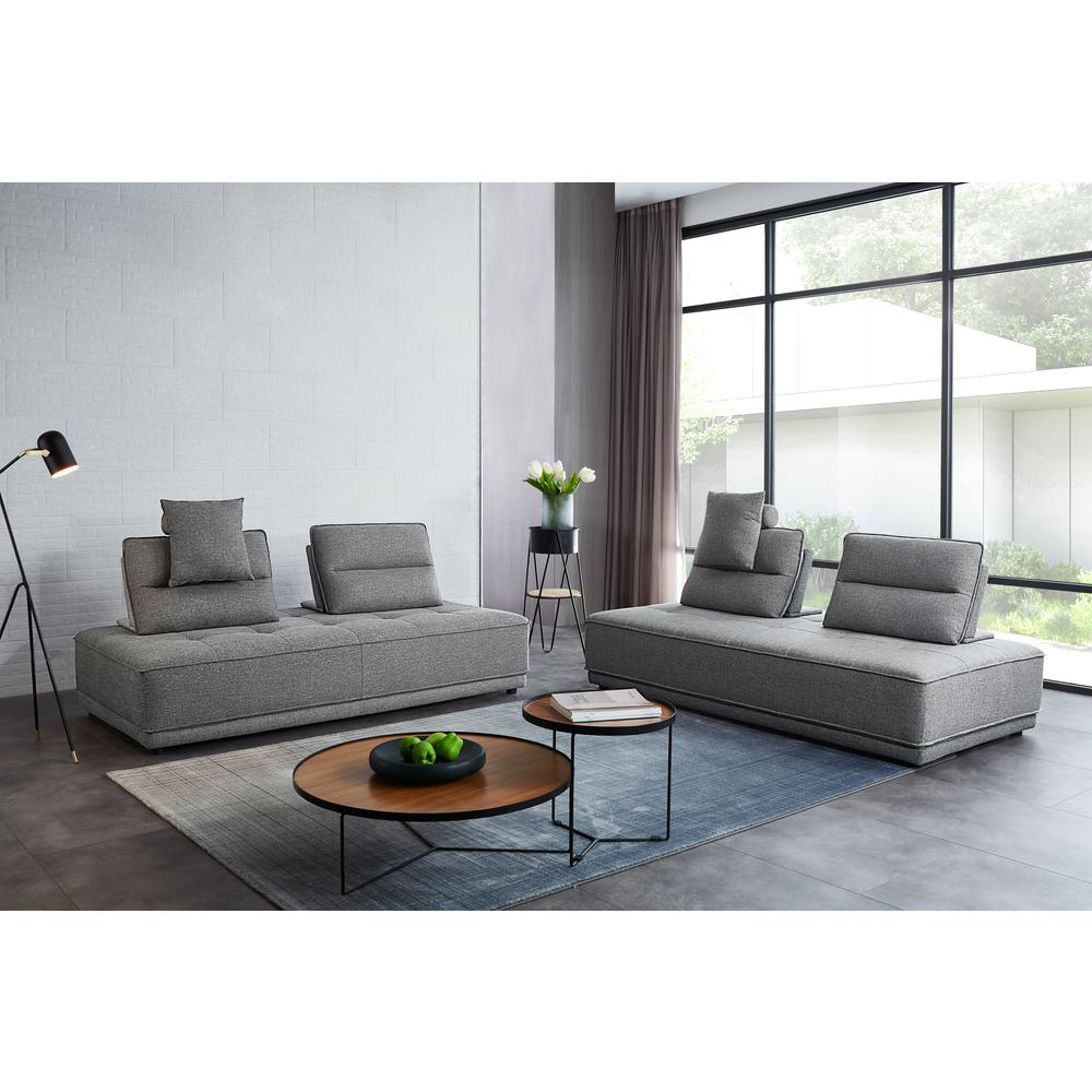 Slate Lounge Seating Platform with Moveable Backrest Supports in Grey Polyester Fabric by Diamond Sofa