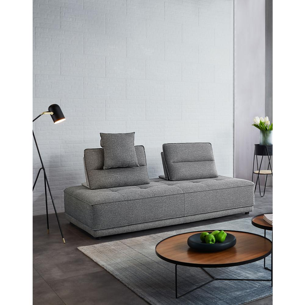 Slate Lounge Seating Platform with Moveable Backrest Supports in Grey Polyester Fabric by Diamond Sofa