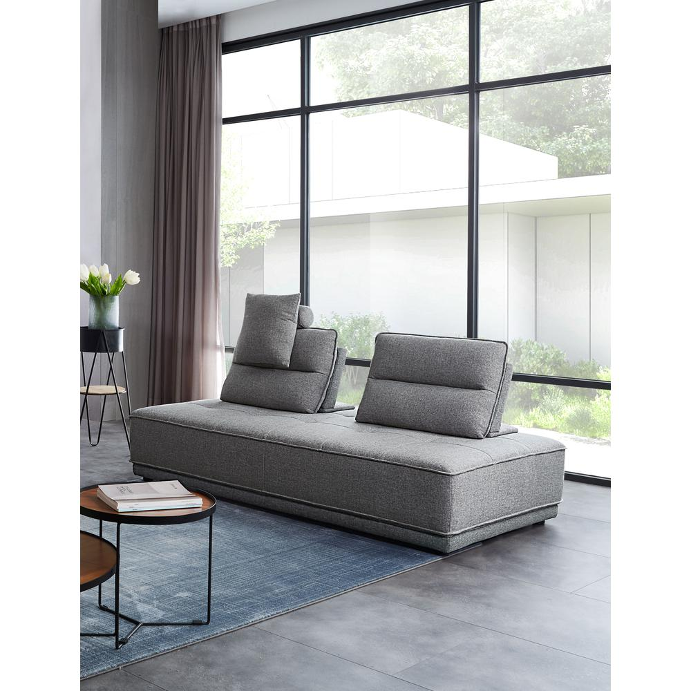 Slate Lounge Seating Platform with Moveable Backrest Supports in Grey Polyester Fabric by Diamond Sofa