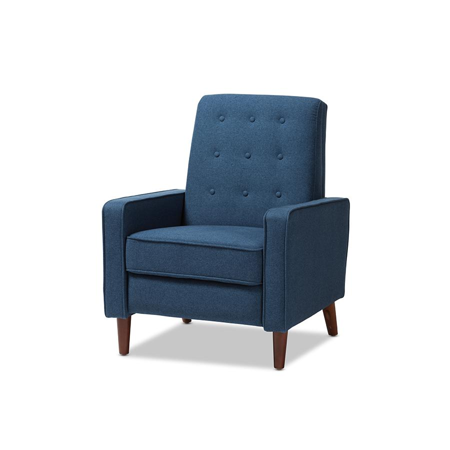 Mathias Mid-century Modern Blue Fabric Upholstered Lounge Chair