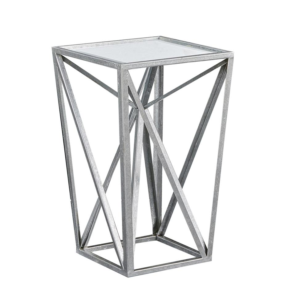 Zee Silver Angular Mirror Accent Table