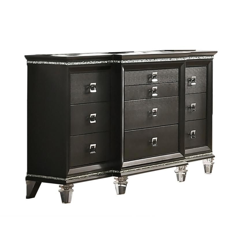 3PC Queen  Bedroom Set: 1 Panel Bed, 1 Night Stands, and 1 Dresser with 8 Drawers and Two Jewelry Drawers