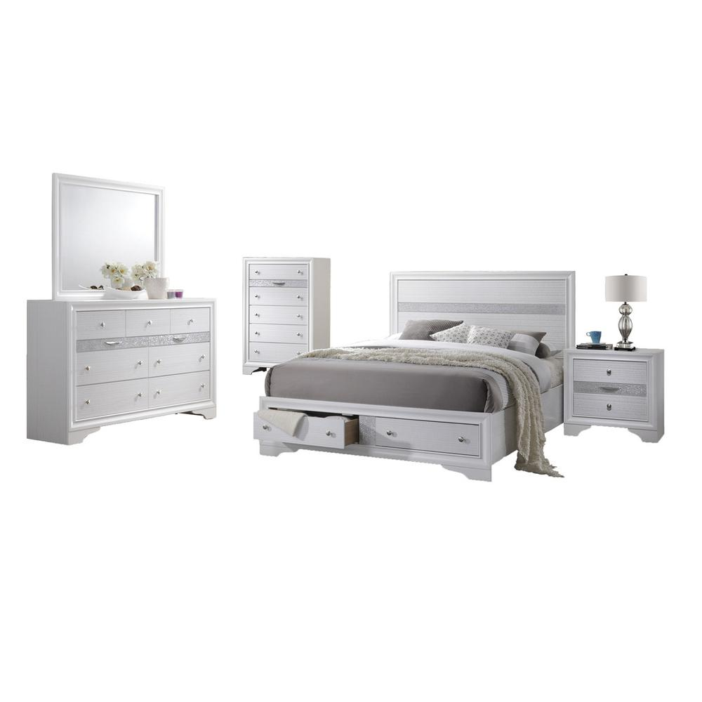 Catherine White 5 Piece Bedroom Set with Chest, California King