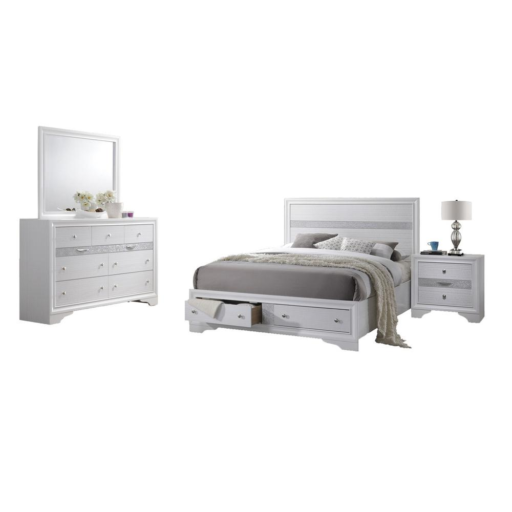 Catherine White 3 Piece Bedroom Set, Eastern King