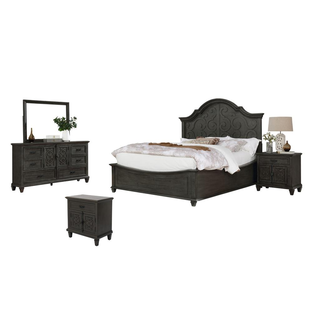 Panel 5 Piece Bedroom Set with extra Night Stand, California King