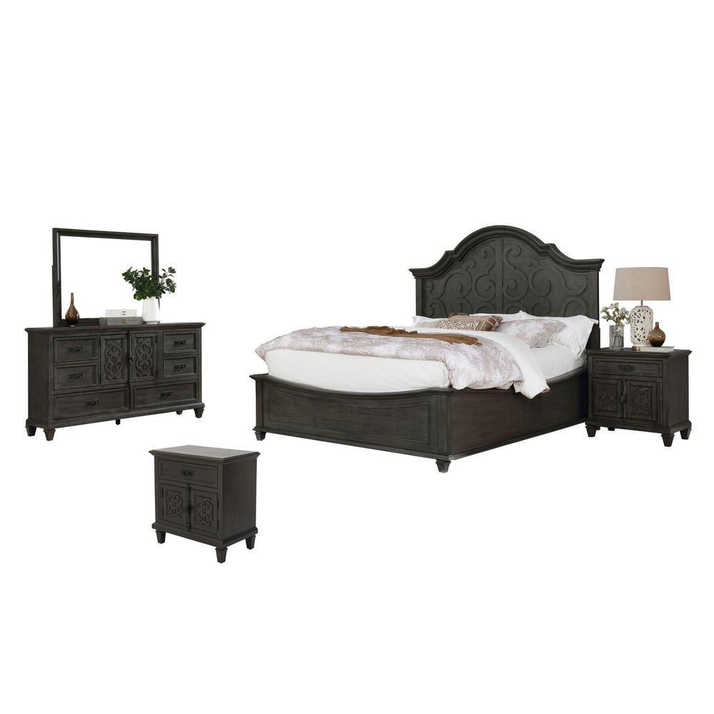 Panel 5 Piece Bedroom Set with extra Night Stand, Queen
