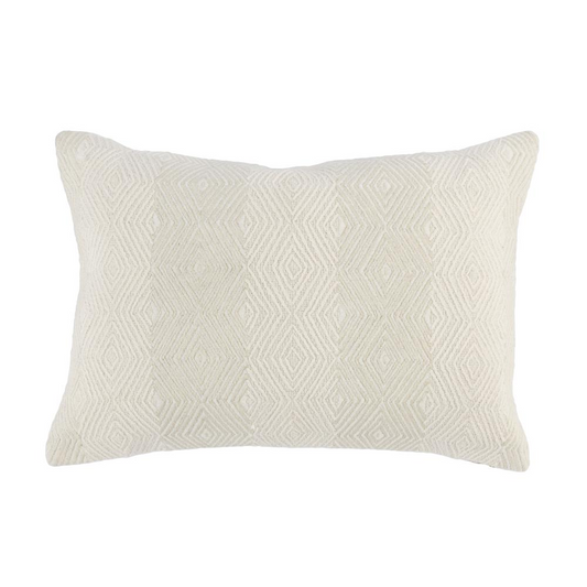 Lori Hand Embroidered 14"x20" Throw Pillow, Ivory