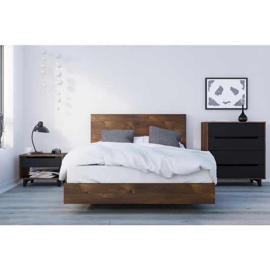 Barista 4 Piece Full Size Bedroom Set, Truffle & Black