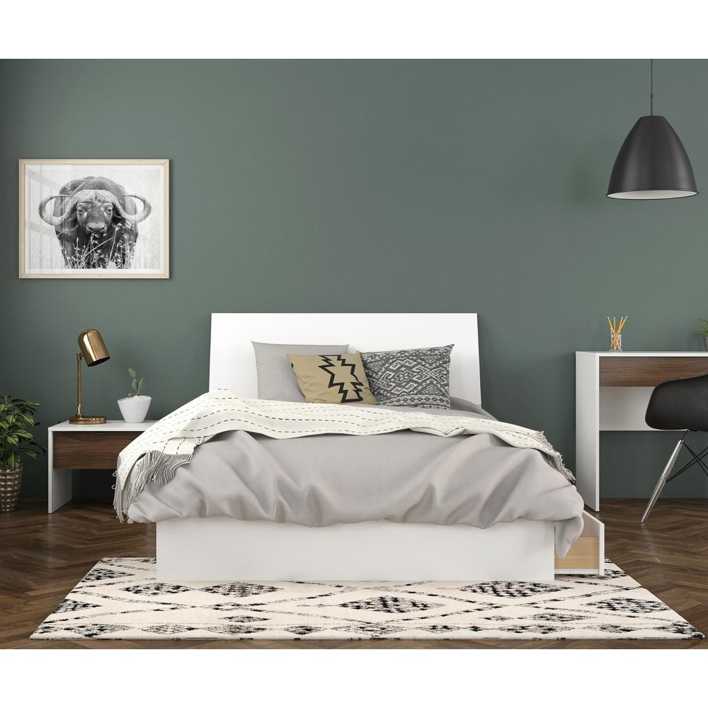 Sahara 3 Piece Full Size Bedroom Set, White & Walnut