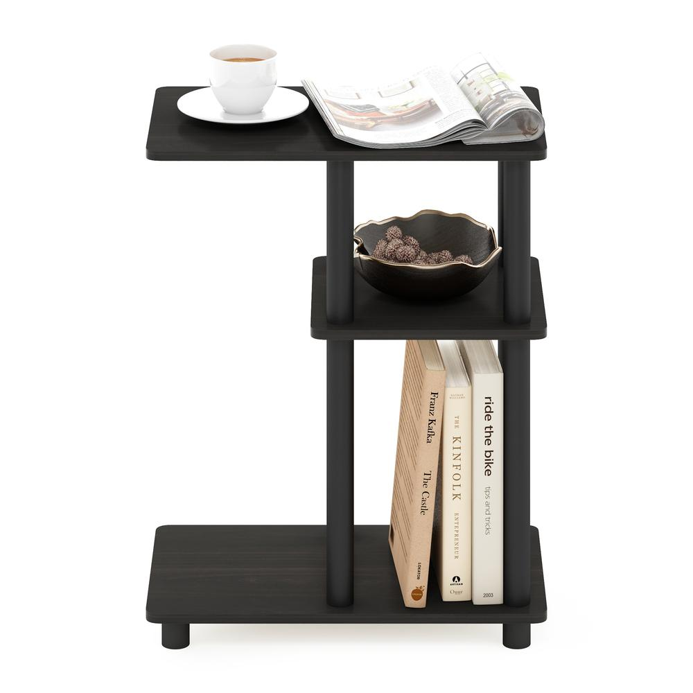 Furinno Turn-N-Tube C Shape Sofa Side Table, Espresso/Black