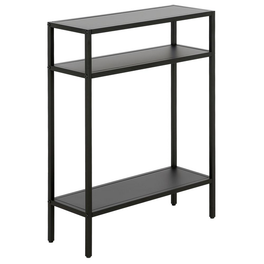 Ricardo 22'' Wide Rectangular Console Table with Metal Shelves in Blackened Bronze