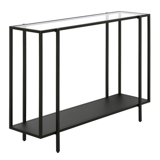 Vireo 42'' Wide Rectangular Console Table with Metal Shelf in Blackened Bronze