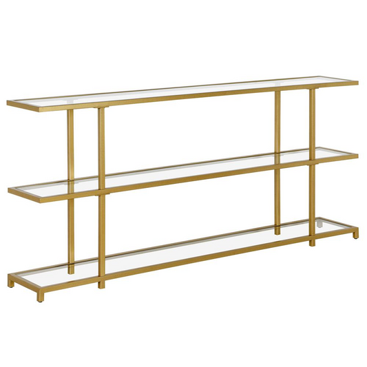 Greenwich 64'' Wide Rectangular Console Table in Brass