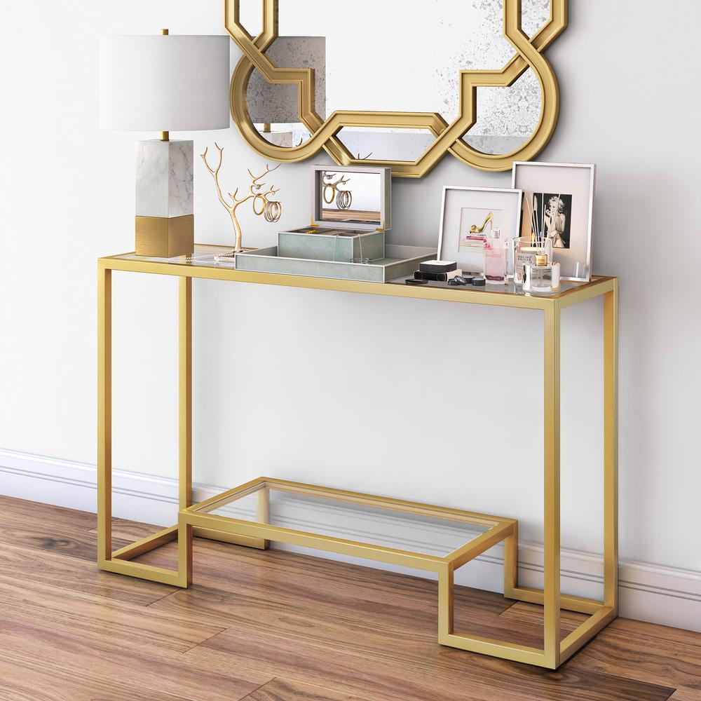 Athena 47.75'' Wide Rectangular Console Table in Brass