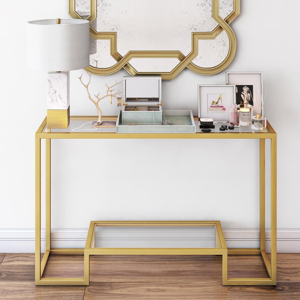 Athena 47.75'' Wide Rectangular Console Table in Brass