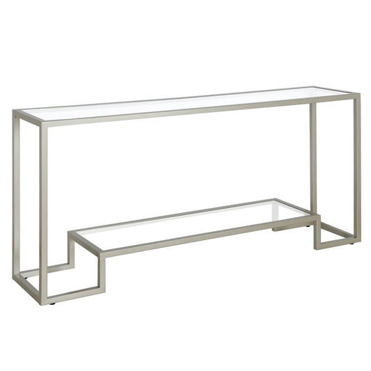 Athena 64'' Wide Rectangular Console Table in Satin Nickel