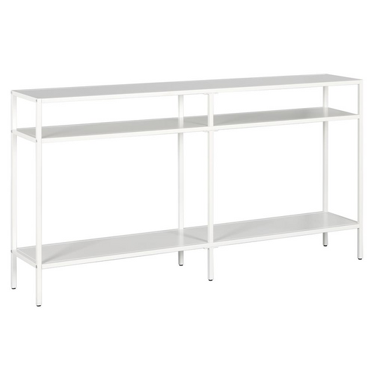 Sivil 55'' Wide Rectangular Console Table with Metal Shelves in Matte White