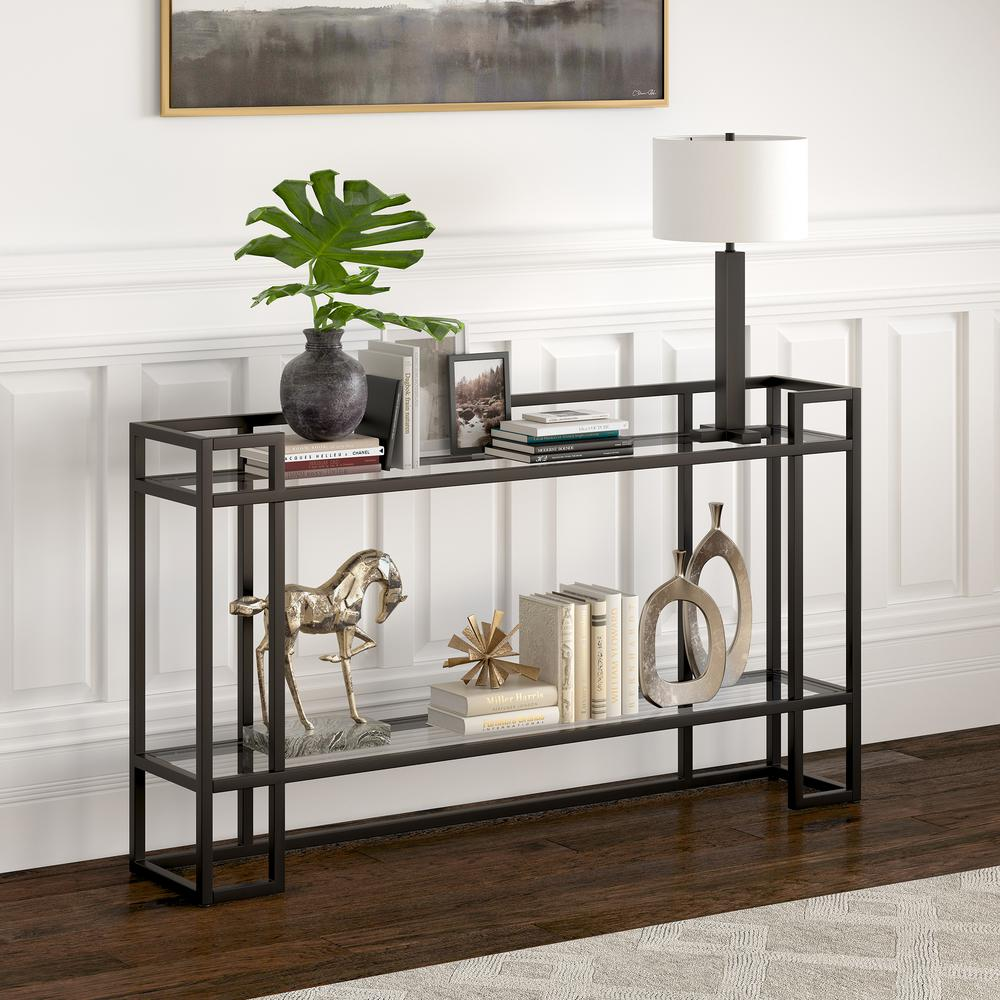 Uriel 52'' Wide Rectangular Console Table in Blackened Bronze