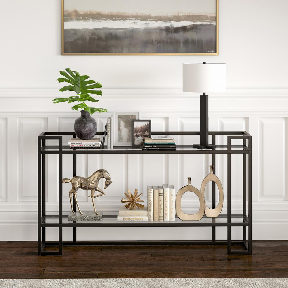 Uriel 52'' Wide Rectangular Console Table in Blackened Bronze