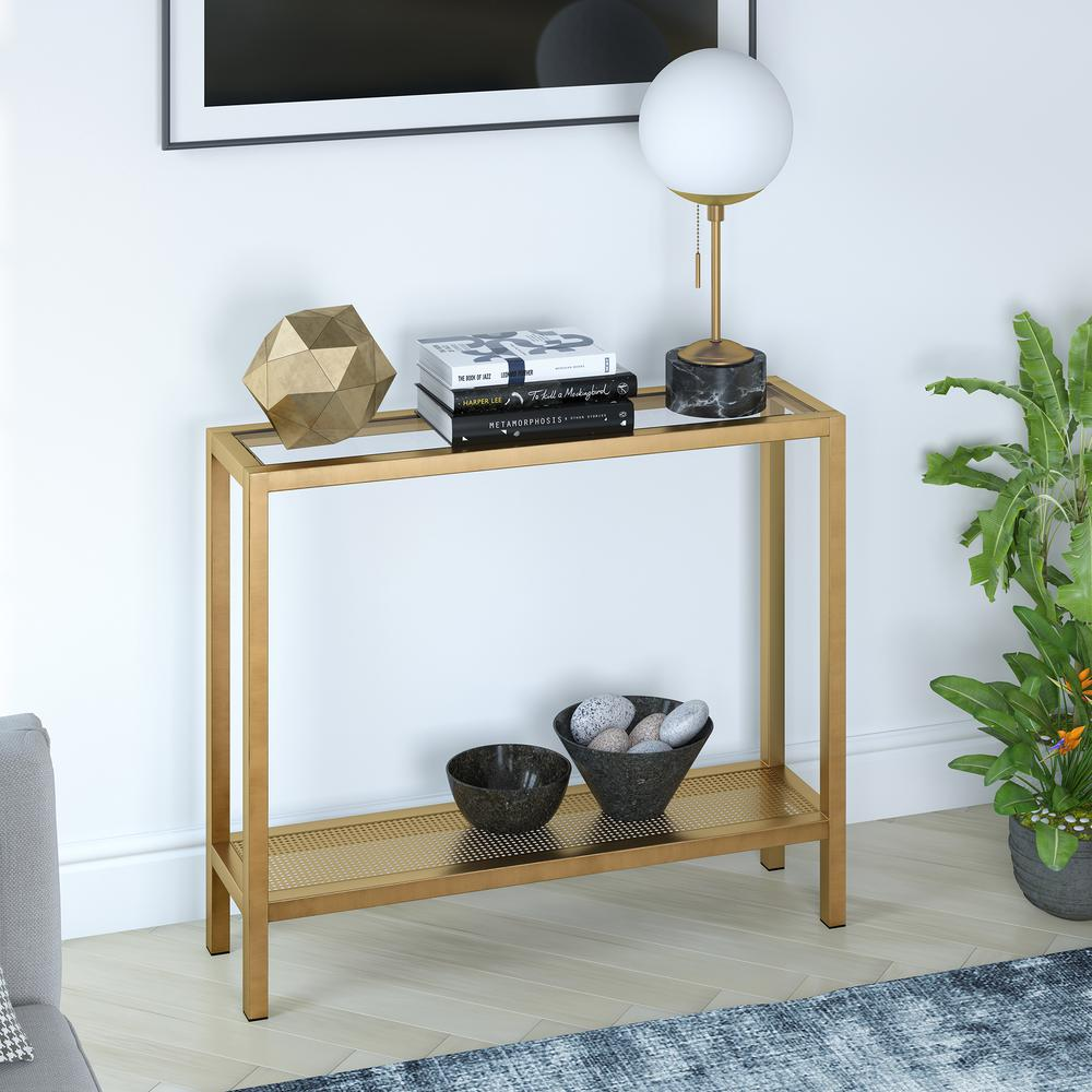 Rigan 36'' Wide Rectangular Console Table in Brass