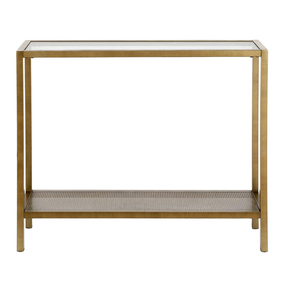 Rigan 36'' Wide Rectangular Console Table in Brass