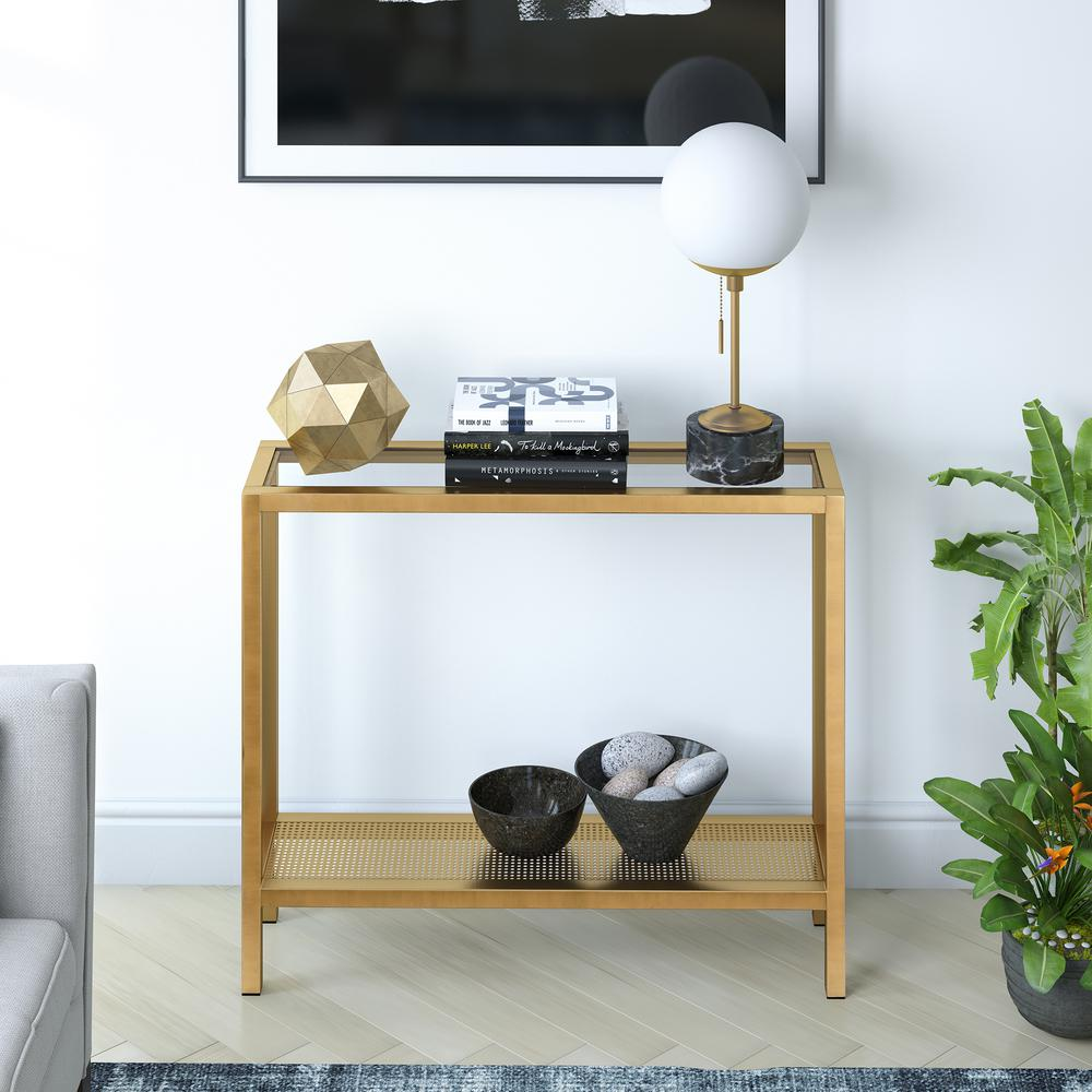 Rigan 36'' Wide Rectangular Console Table in Brass