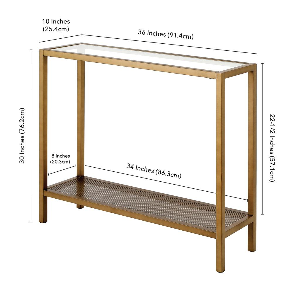 Rigan 36'' Wide Rectangular Console Table in Brass