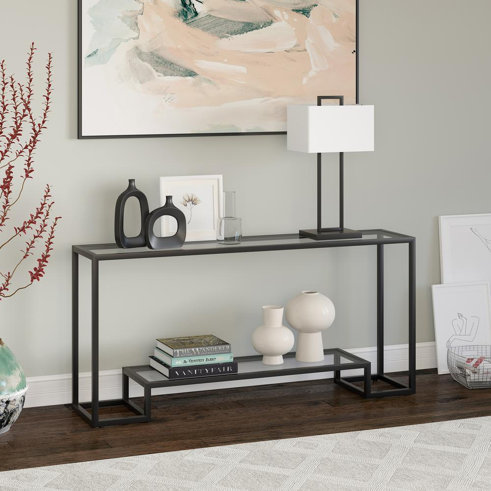 Athena 64'' Wide Rectangular Console Table in Blackened Bronze