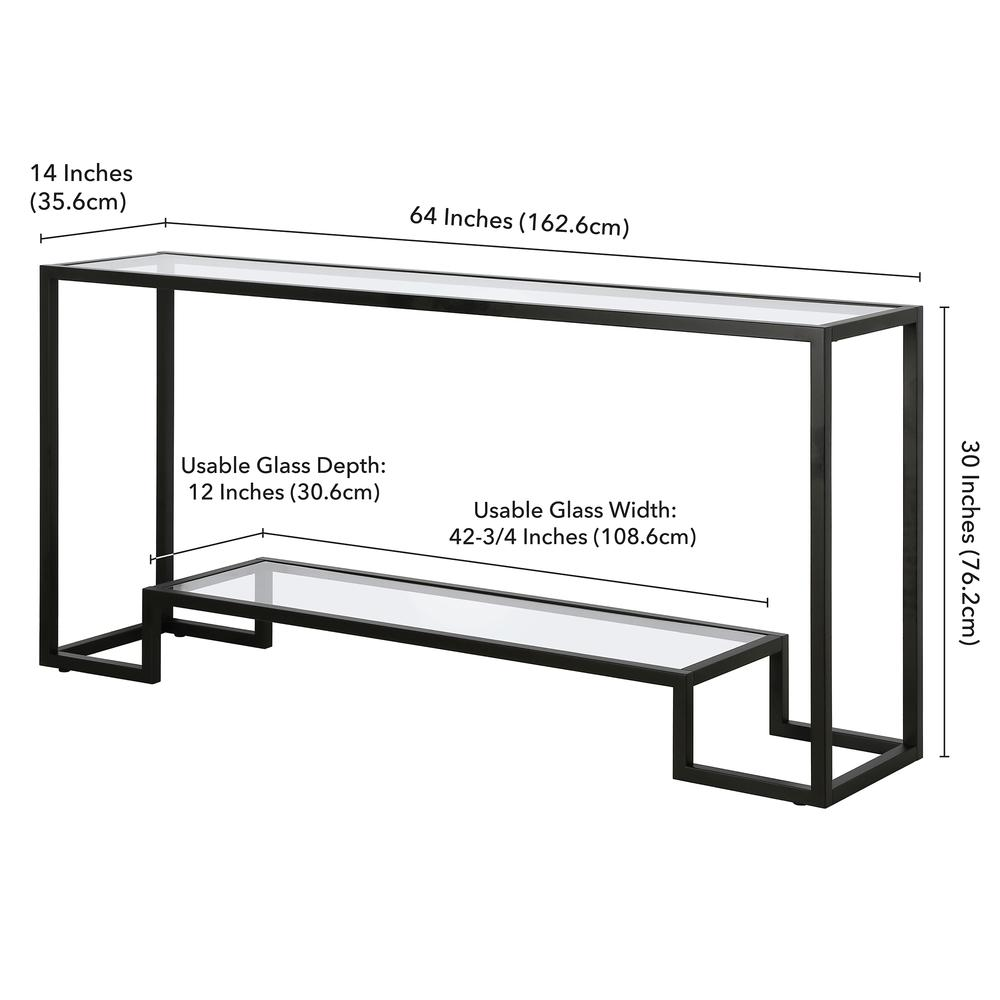 Athena 64'' Wide Rectangular Console Table in Blackened Bronze