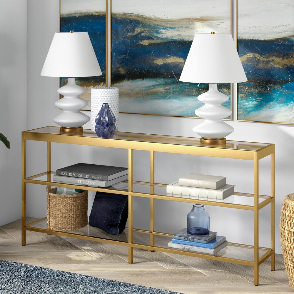 Alexis 64'' Wide Rectangular Console Table in Brass