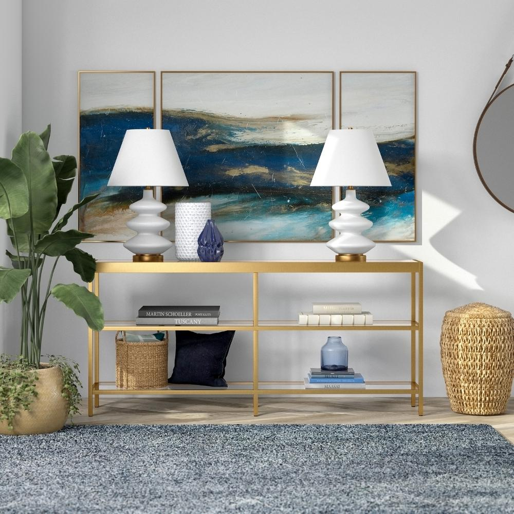 Alexis 64'' Wide Rectangular Console Table in Brass