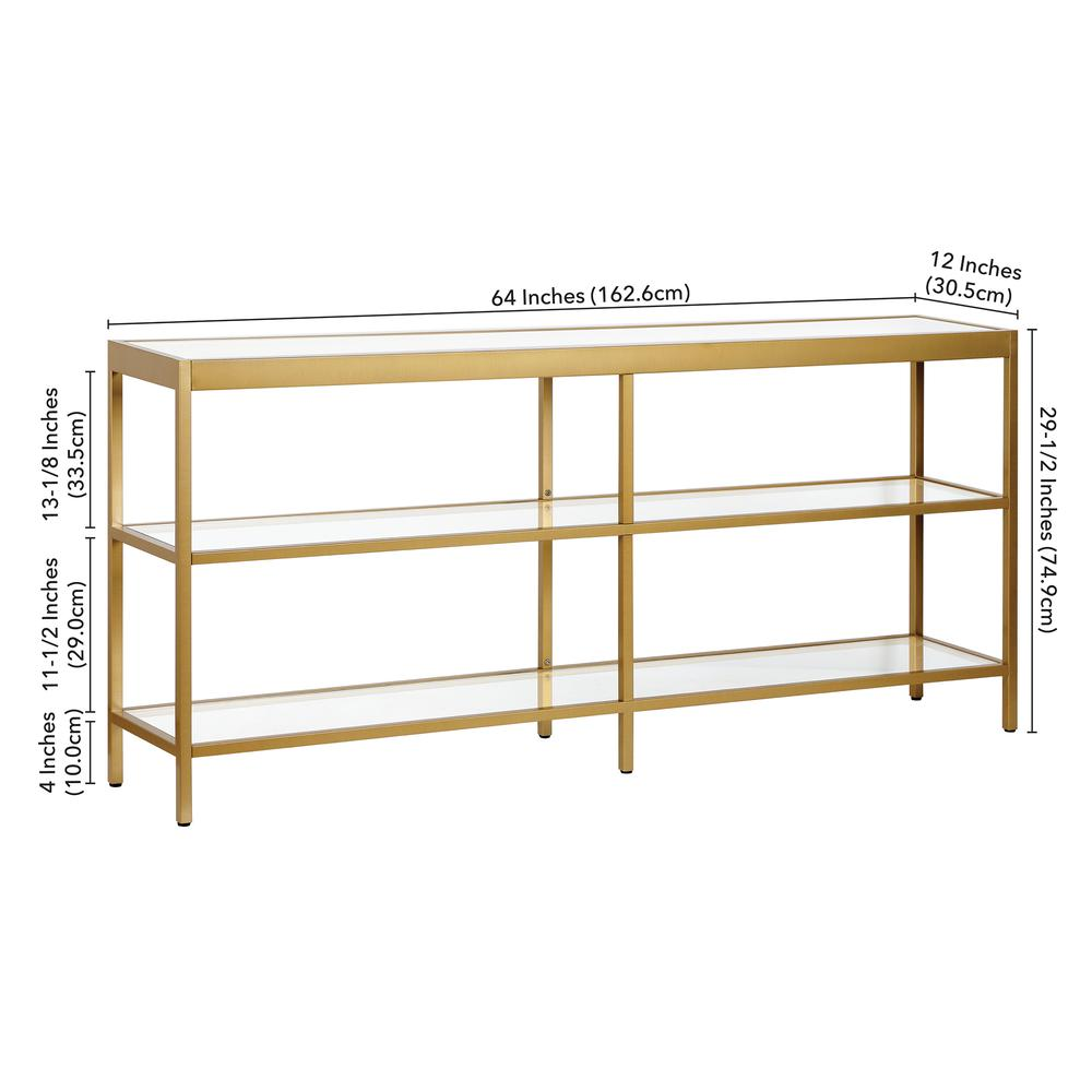 Alexis 64'' Wide Rectangular Console Table in Brass