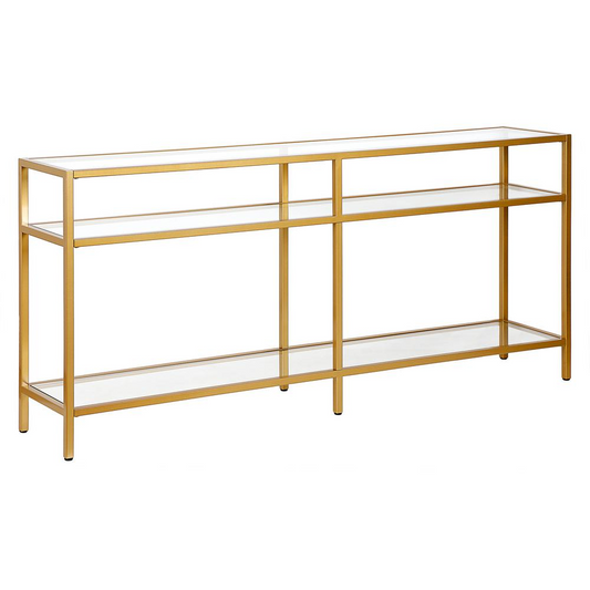 Sivil 64'' Wide Rectangular Console Table in Brass