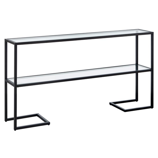 Errol 55'' Wide Rectangular Console Table with Glass Top in Blackened Bronze