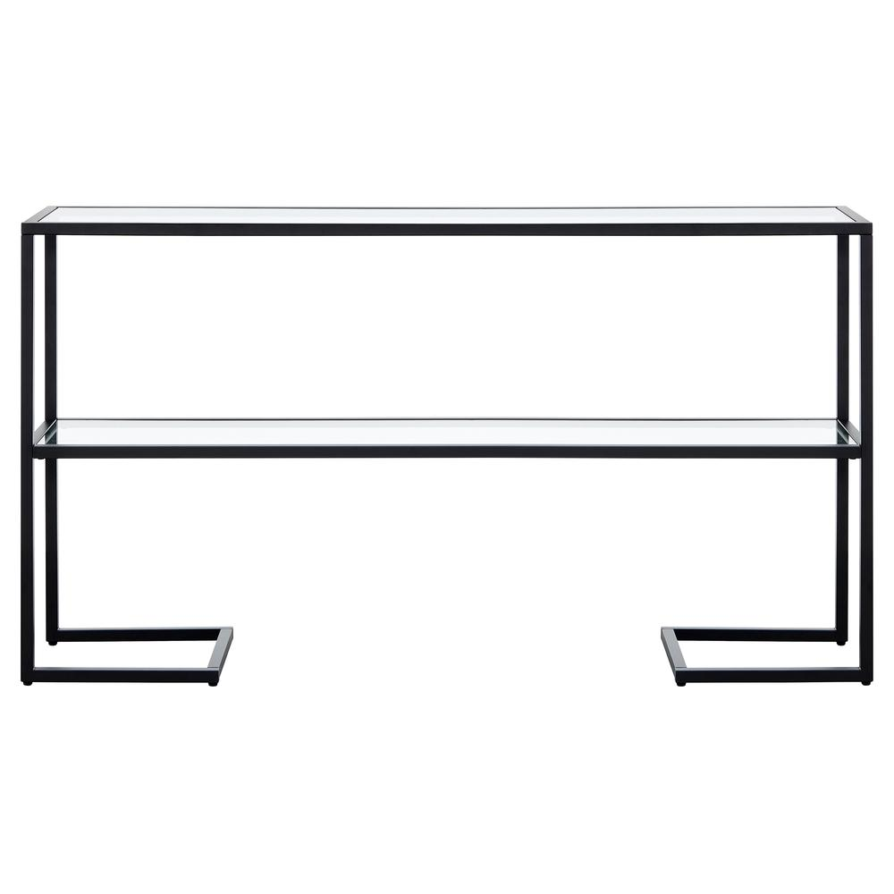 Errol 55'' Wide Rectangular Console Table with Glass Top in Blackened Bronze