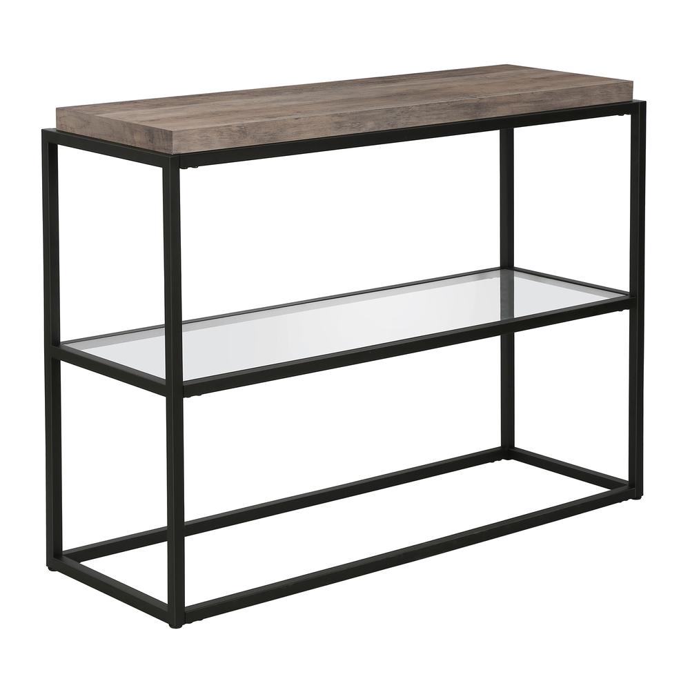 Hector 42'' Wide Rectangular Console Table in Blackened Bronze/Gray Oak