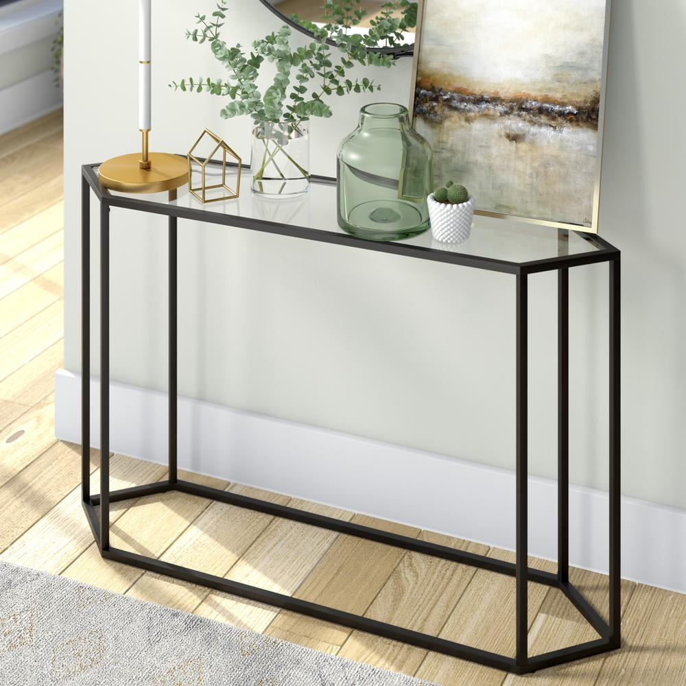 Beck 48'' Wide Hexagonal Console Table in Blackened Bronze