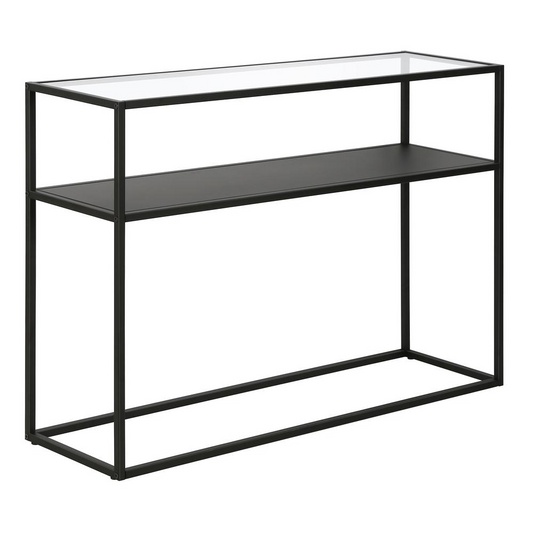 Nellie 42'' Wide Rectangular Console Table with Metal Shelf in Blackened Bronze