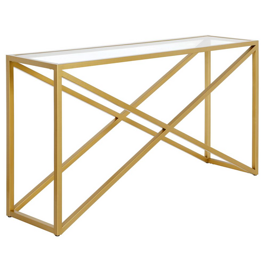 Calix 55'' Wide Rectangular Console Table in Brass