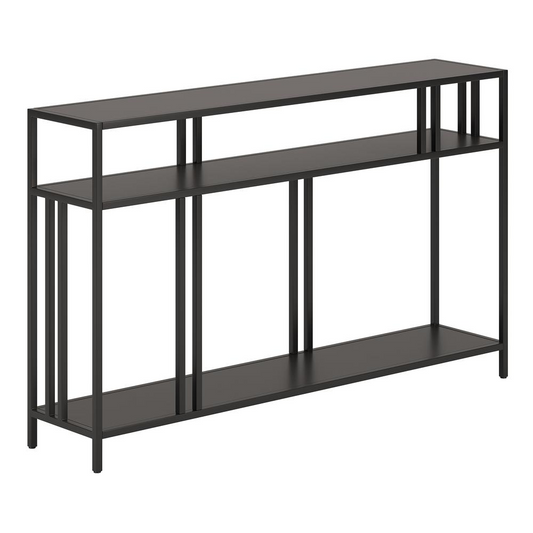 Cortland 48'' Wide Rectangular Console Table with Metal Shelves in Blackened Bronze