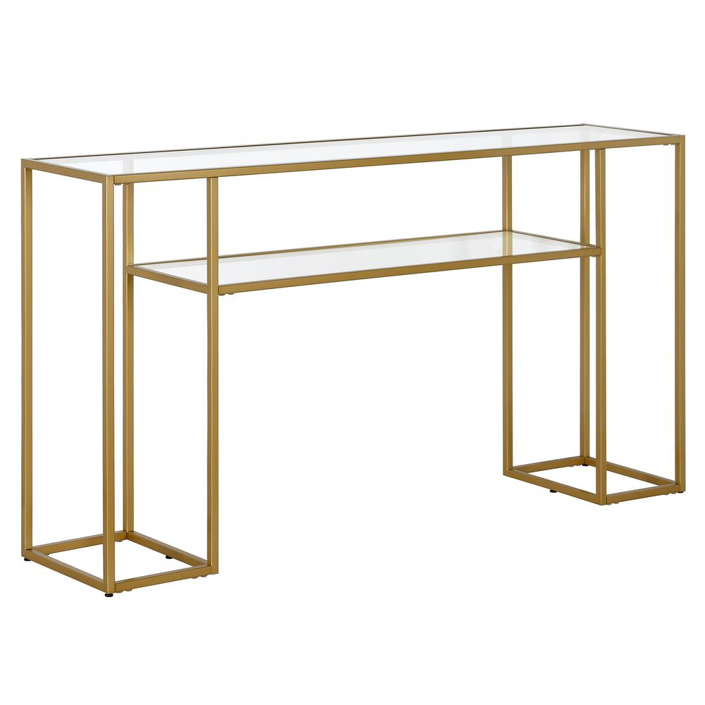 Marilyn 55" Wide Rectangular Console Table in Brass