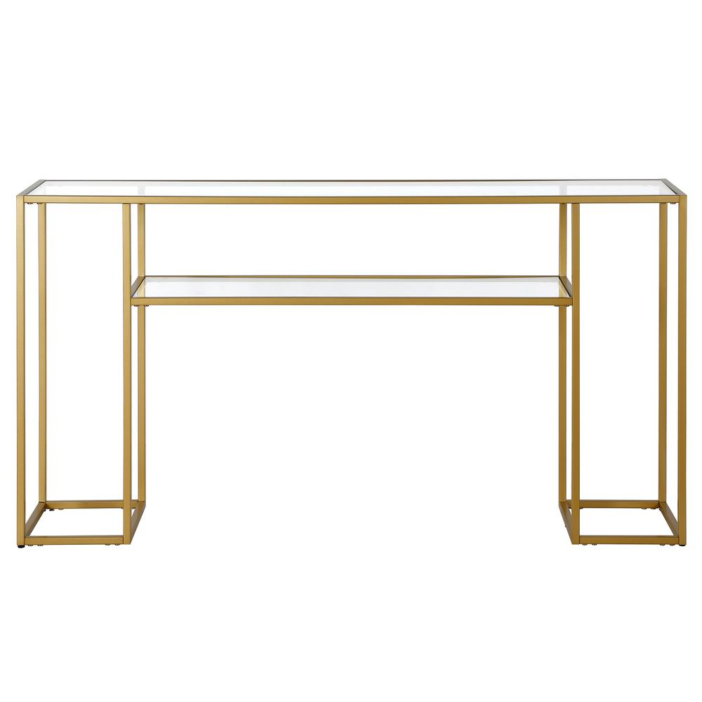 Marilyn 55" Wide Rectangular Console Table in Brass