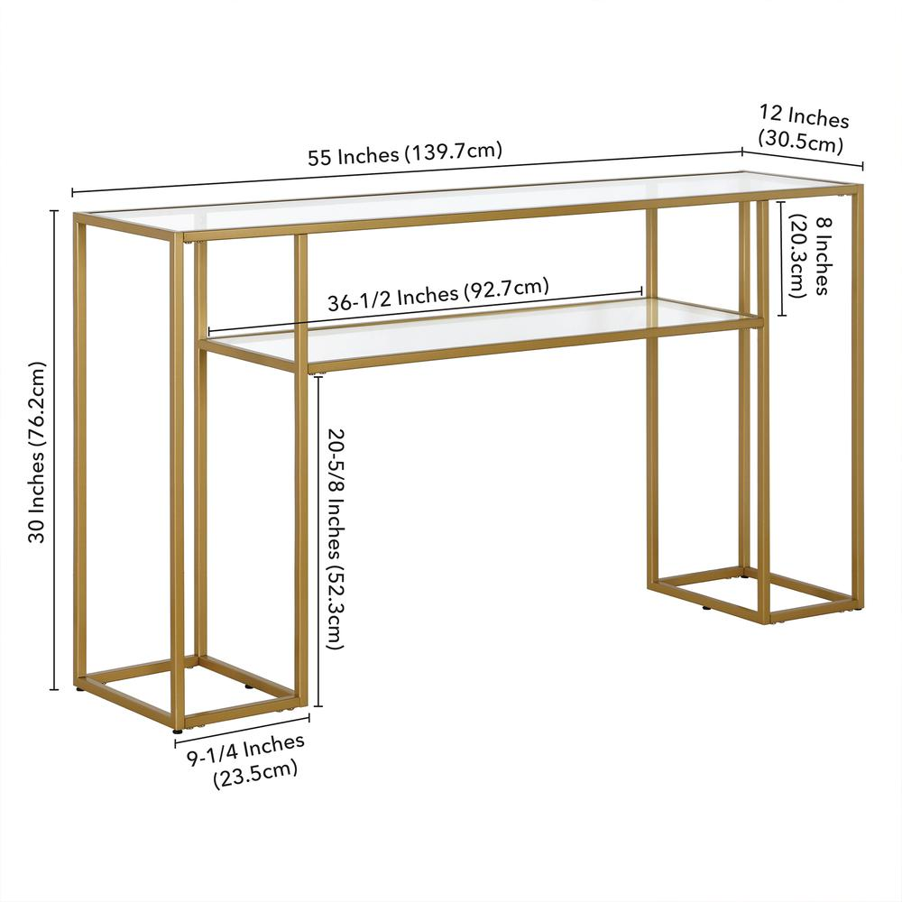 Marilyn 55" Wide Rectangular Console Table in Brass